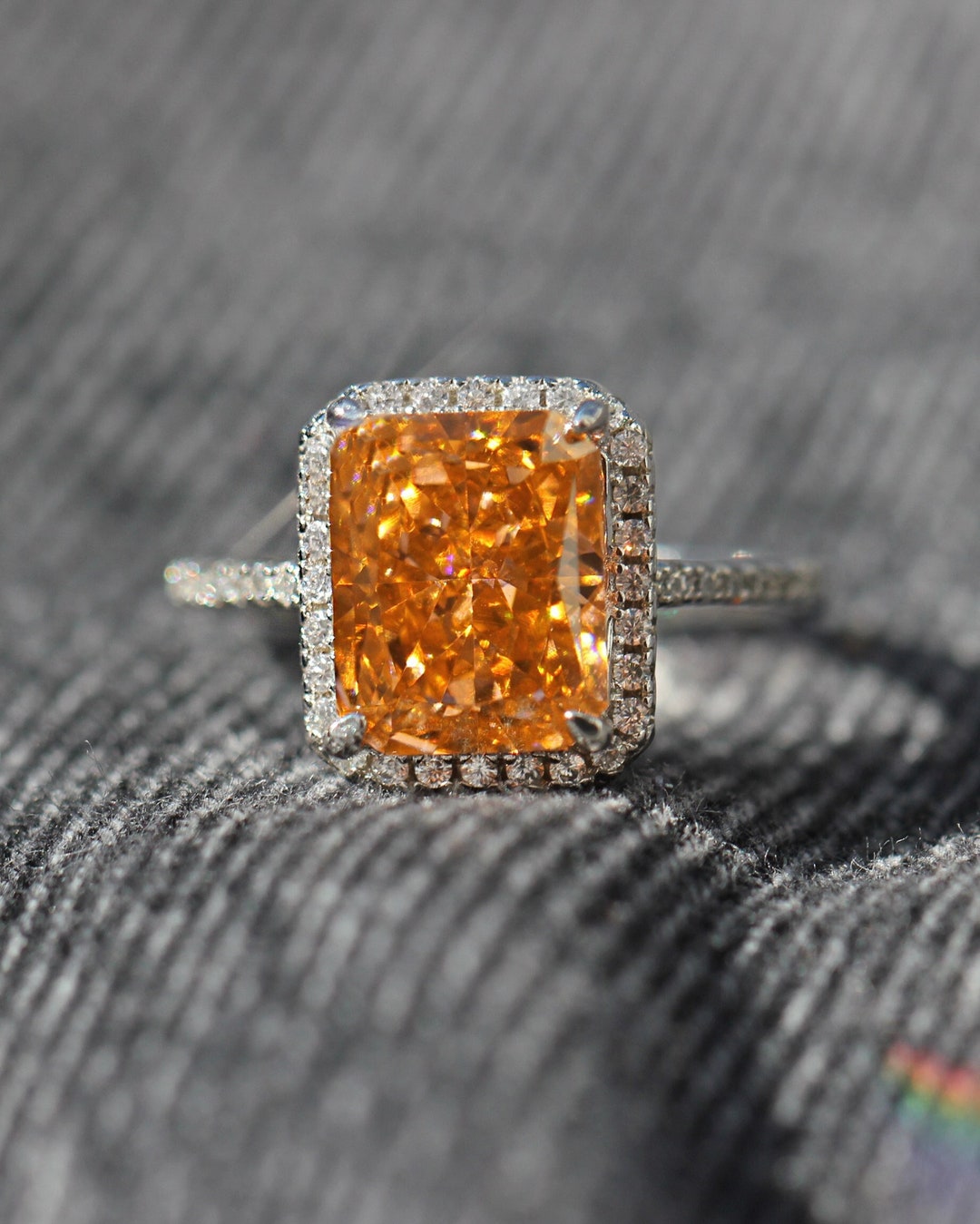 Gorgeous Lemonade Ring. 11 Colors. Sterling Silver 925 Ring With Orange ...