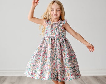 Girls Long Maxi or Midi Dress • Girls Liberty of London Cotton Pink Dress • Tween Toddler Fun time Birthday Sundress • Size 4 5 6 7 8 10 12