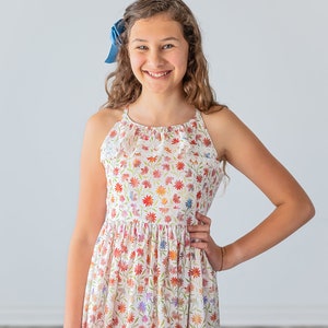 Girls Long Maxi or Midi Dress Girls Soft Floral Ruffled Lace detail Dress Summer SunDress Tween Dance Dress Sizes 4 5 6 7 8 10 12 image 3