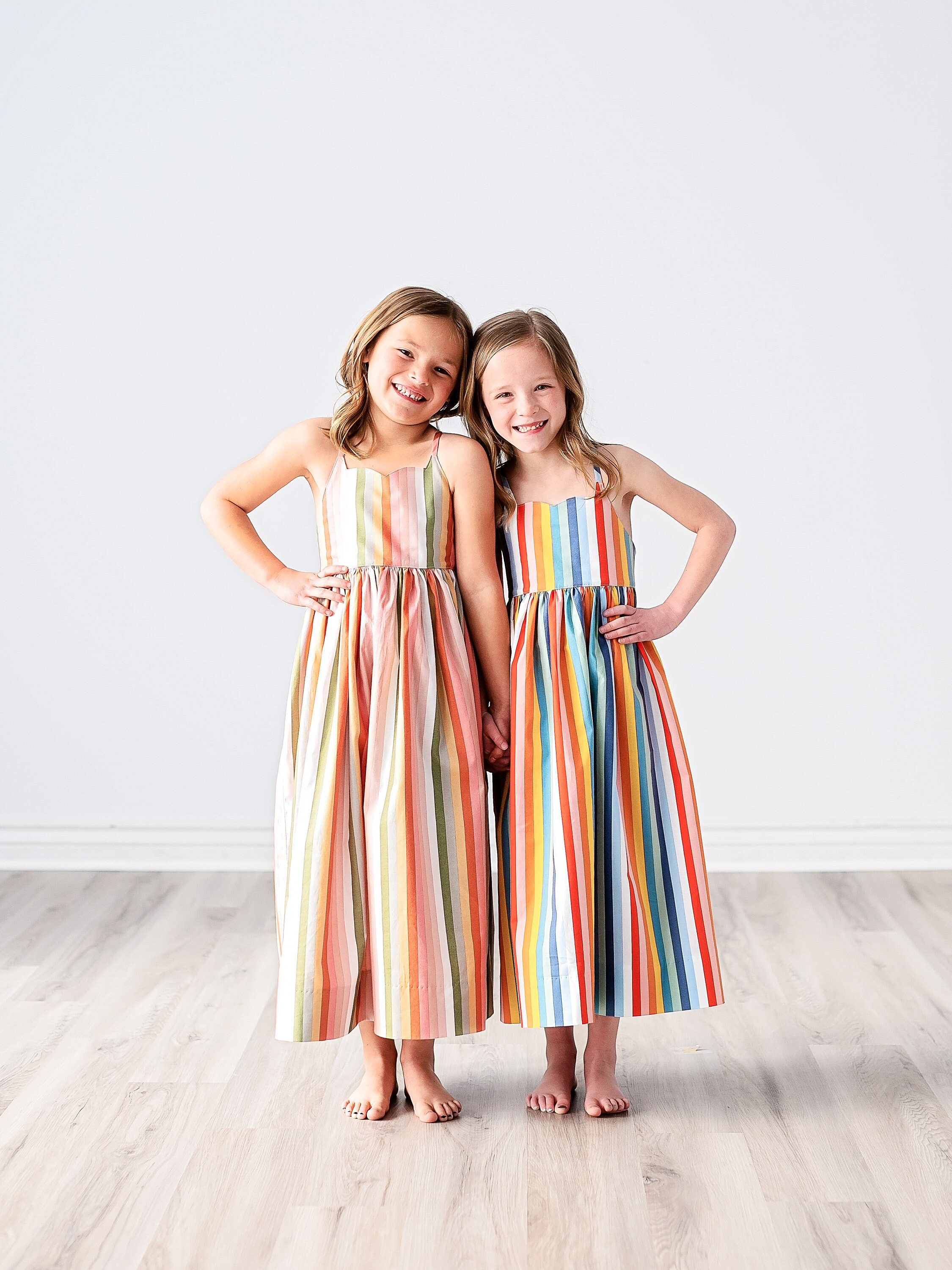 Vestido maxi largo para ninas Vestido de verano suave y brillante con rayas de arcoiris para ninas Vestido de verano con escote corazon para ninas Vestido de interpolacion Tallas 4 5 6 7 8 10 12 14 Et...