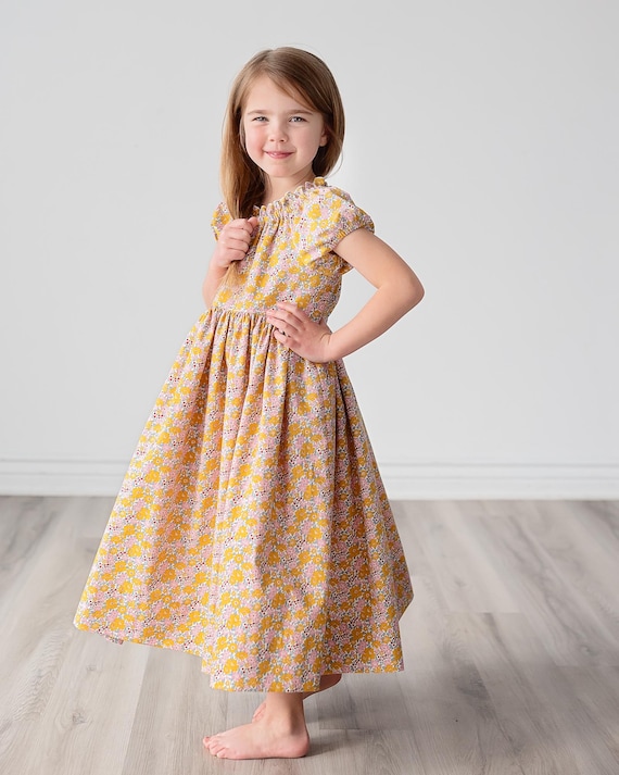 Girls Tilda Yellow Pink Floral Dress Puff Sleeves Long Maxi Midi Knee Lengths Cotton Tween Toddler Dress Size 4 5 6 8 10 12 14 - Etsy Israel Girls Tilda Yellow Pink Floral Dress Puff Sleeves Long Maxi Midi Knee Lengths Cotton Tween Toddler Dress Size 4 5 6 8 10 12 14 - Etsy Israel