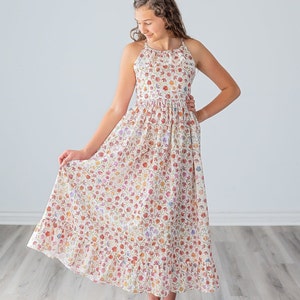 Girls Long Maxi or Midi Dress Girls Soft Floral Ruffled Lace detail Dress Summer SunDress Tween Dance Dress Sizes 4 5 6 7 8 10 12 image 2