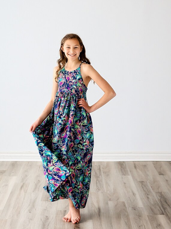 Girls navy hotsell maxi dress