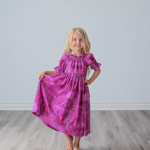 Girls Long Maxi Midi Knee length Dress Girls Pink Blush Rose Dress Sleeves options Tween Toddler Dress Size 4 5 6 8 10 12 14 image 3