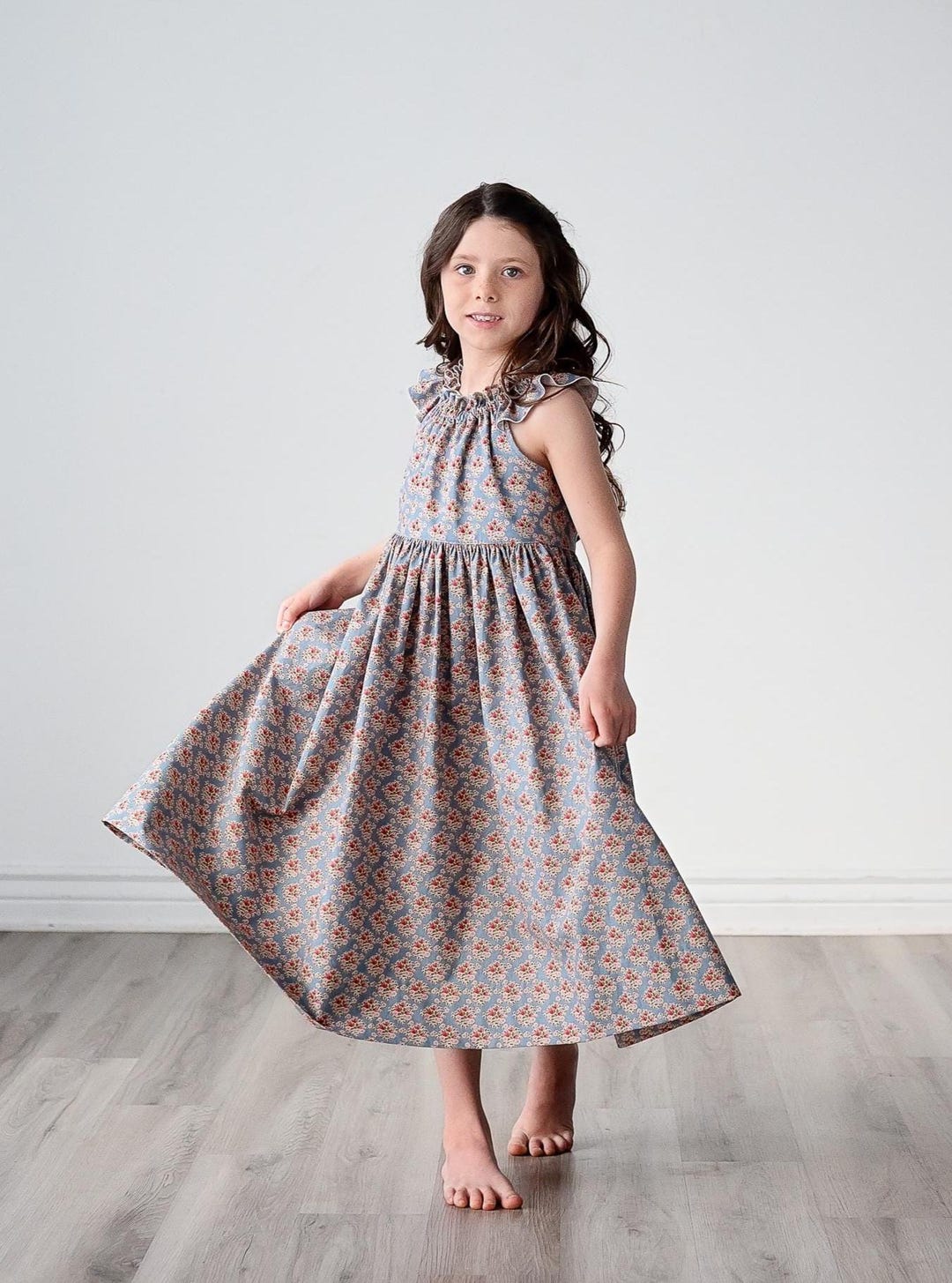 angelina midi dress NicoBlu Angelina Maxi Crinkle Chiffon Dress in Navy Florals 8