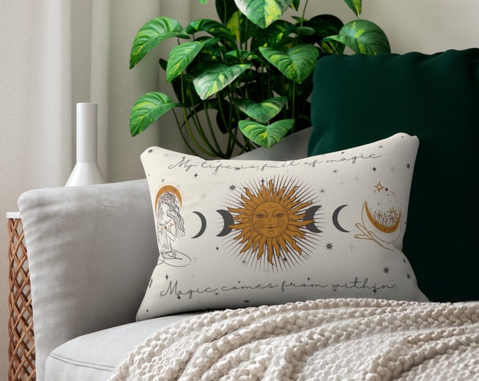 Mystical Magic Pillow, Celestial Pillow, Moon Pillow, Spiritual Pillow, Spiritual Decor, Boho Pillow, Love Pillow, Cosmic Pillow,