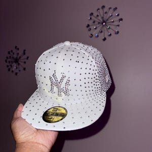 Custom Rhinestone Fitted Hat Personalized Bling Baseball Cap Iced Out Gift for Him Her Streetwear imagem 7