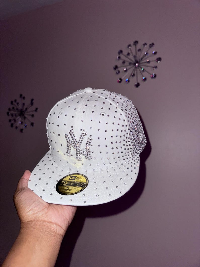 Custom Rhinestone Fitted Hat Personalized Bling Baseball Cap Iced Out Gift for Him Her Streetwear imagem 7