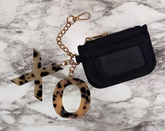 Porte-clés personnalisé XO | Portefeuille noir, cadeau personnalisé
