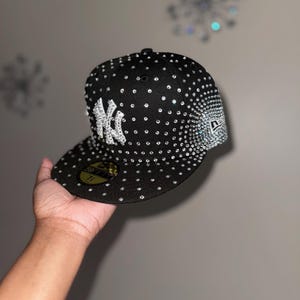 Custom Rhinestone Fitted Hat Personalized Bling Baseball Cap Iced Out Gift for Him Her Streetwear imagem 6