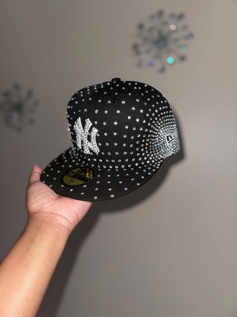 Custom Rhinestone Fitted Hat Personalized Bling Baseball Cap Iced Out Gift for Him Her Streetwear imagem 6