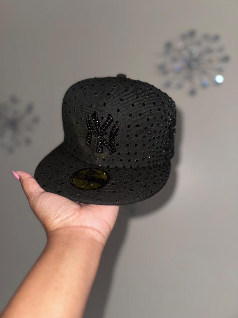 Custom Rhinestone Fitted Hat Personalized Bling Baseball Cap Iced Out Gift for Him Her Streetwear imagem 8