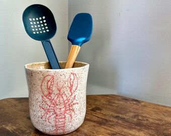 Lobster Utensil Crock - Handmade Pottery