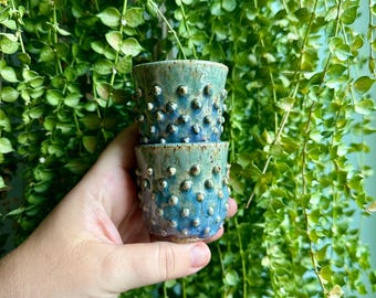 Set of Textured Ceramic Shot Glasses - Handmade Pottery