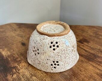 Personal size Flower Power Berry Bowl / Strainer- Handmade Pottery