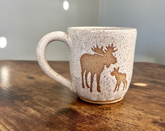 Ceramic Moose Mug- Handmade Pottery