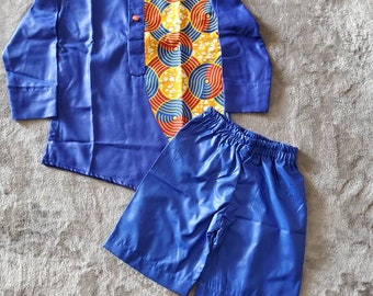 Long sleeve and Short pants African Print Baby Boy (two piece)