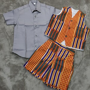 African Print Baby Boy Short sleeve and short pants  (three piece)