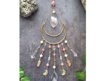 Crescent mooncatcher, crystal suncatcher, home decor crystal quartz mothers day gift
