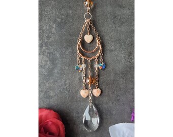Mini rose gold suncatcher, mooncatcher home decor Sunstone gemstone car charm