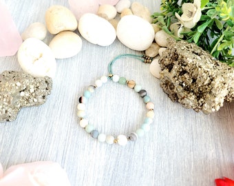 Amazonite pearl adjustable bracelet