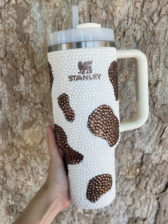 30 OZ Chocolate Milk Cowprint Bling Rhinestone Stanley Tumbler 