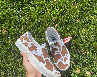 Voorlopige knop ticket Brown Cow Print Custom Vans - Etsy