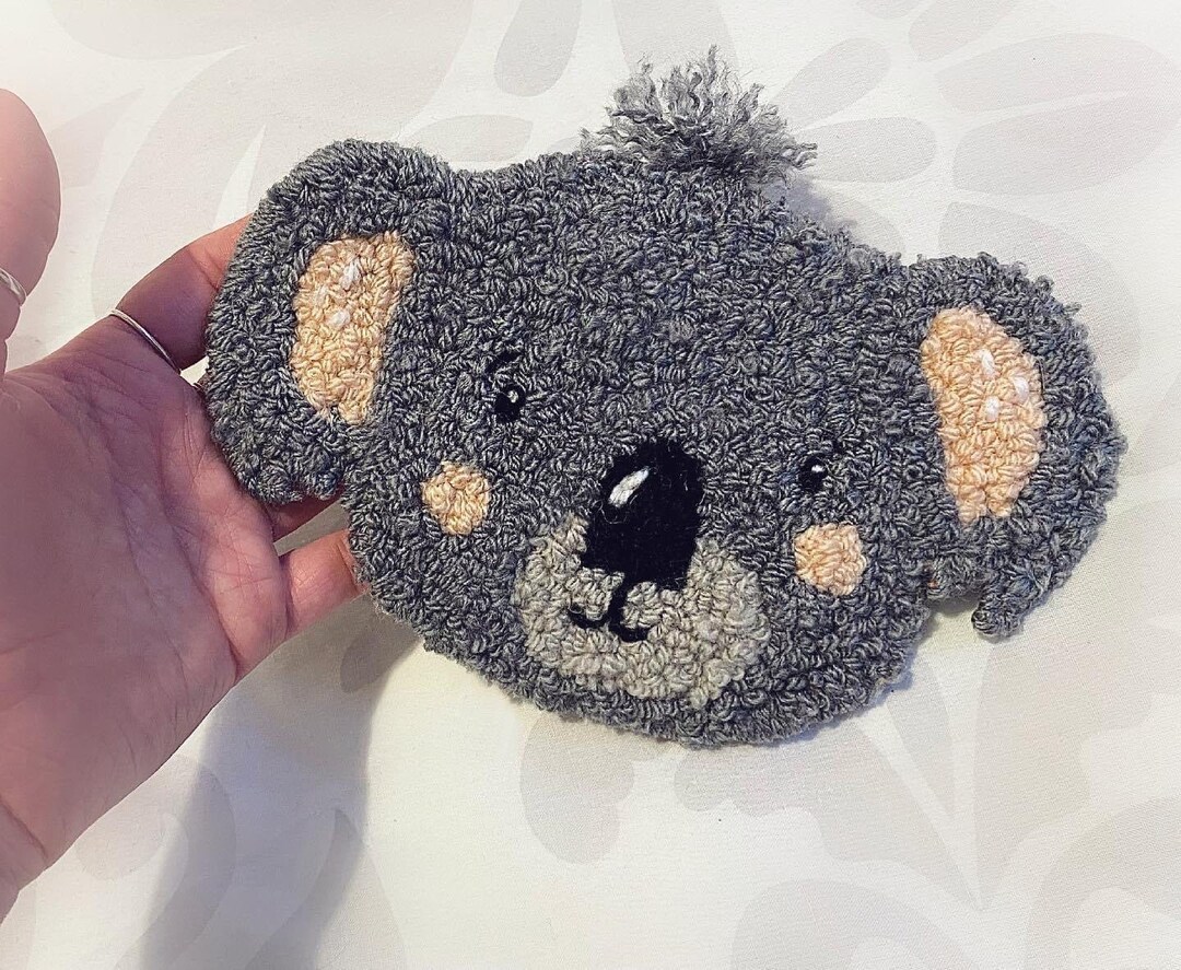 Koala Face Hanging Punch Needle Wool Tufted Animal Nursery Etsy UK