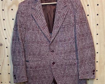 Vintage Kennedy's Tweed Blazer – Burgundy Geometric Ivy Style Sport Coat