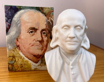 Vintage Avon Benjamin Franklin Decanter Bust Tai Winds Aftershave (6oz) Presidential Americana Decor