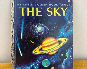 Vintage Little Golden Book About The Sky 1956 Space Book Retro Astronomy Kids Book Celestial Nursery Decor Mid Century Book
