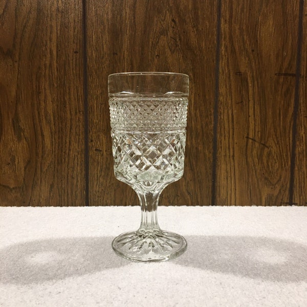 Vintage Glassware - Anchor Hocking - Wexford Clear Cut Wine Glass - Mid Century Modern Barware - Vintage Wedding Decor - Cocktail Drinkware