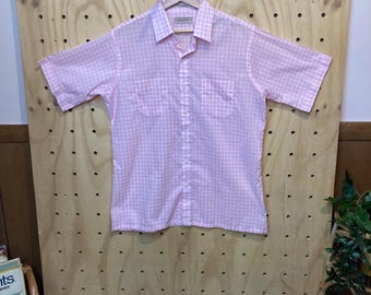 Pink Gingham Button Up Shirt: Arrow Sportswear Single Stitch Summer Top