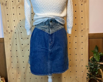 Vintage 80s Denim Mini Skirt | High Waisted, Chic