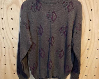 Vintage Italian Knit Sweater - Sears Roebuck Reversible Diamond Pattern