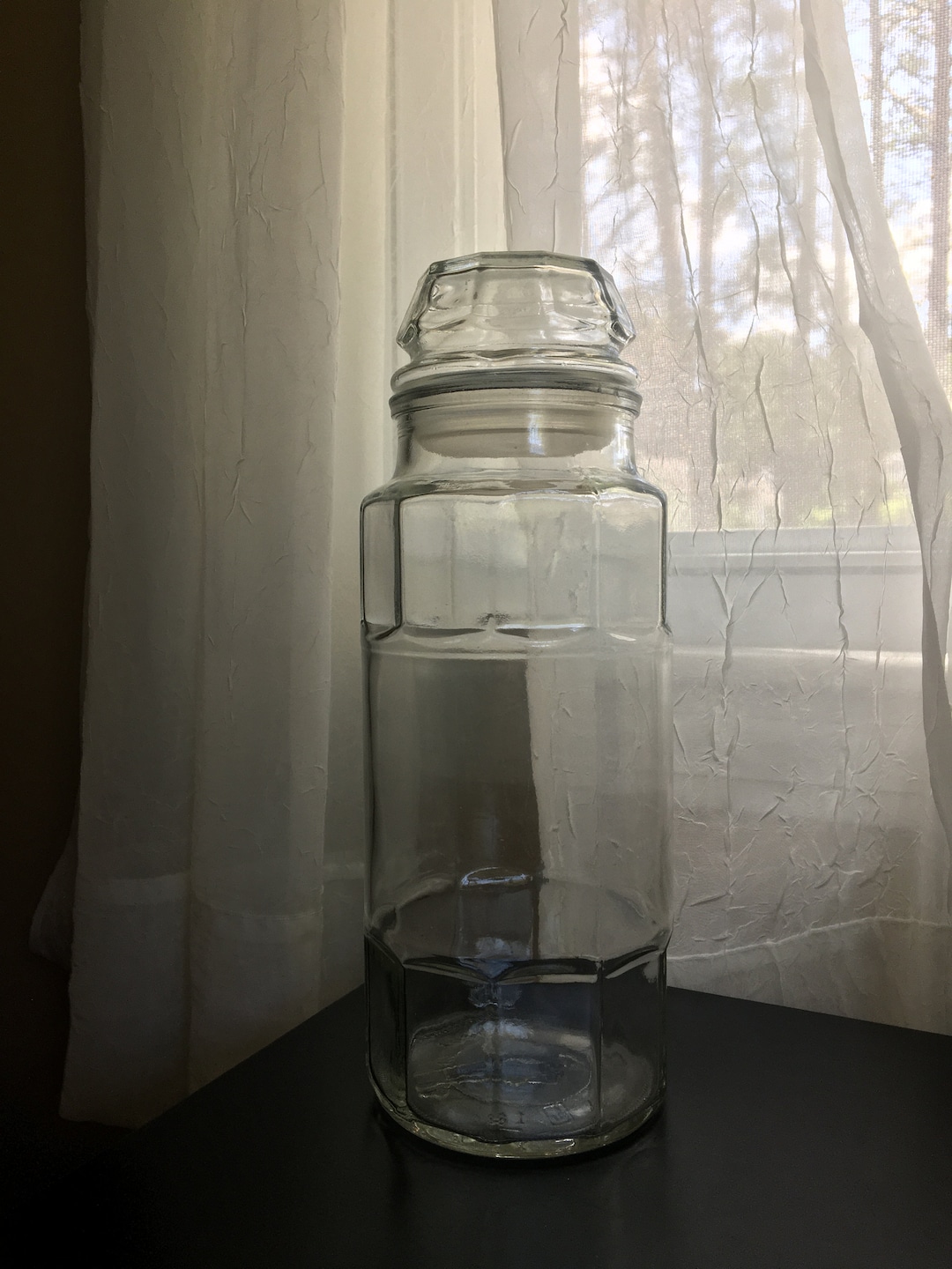 Vintage Planters Peanuts Jar Tall Glass Jar With Lid 1978 Planters