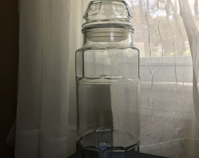 Vintage Planters Peanuts Jar Tall Glass Jar With Lid 1978 Planters