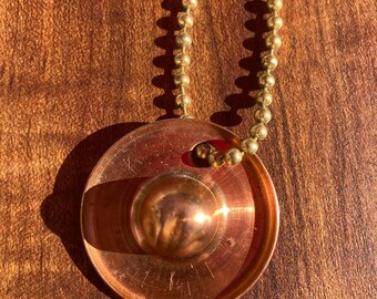 Vintage Ranger Hat Keychain: Copper Tone, Green Band, 1960s Novelty