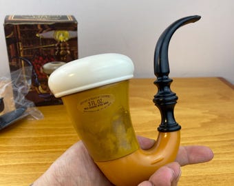 Vintage Avon Calabash Pipe Bottle Wild Country After Shave Full With Box Figural Pipe Decanter Gift For Him