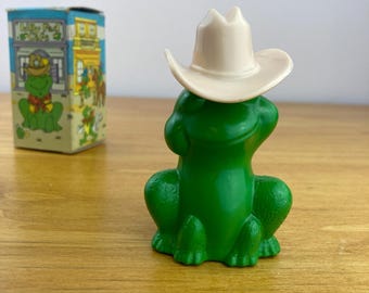 Vintage Avon Cowboy Frog Decanter with Original Box, Full Perfume Bottle