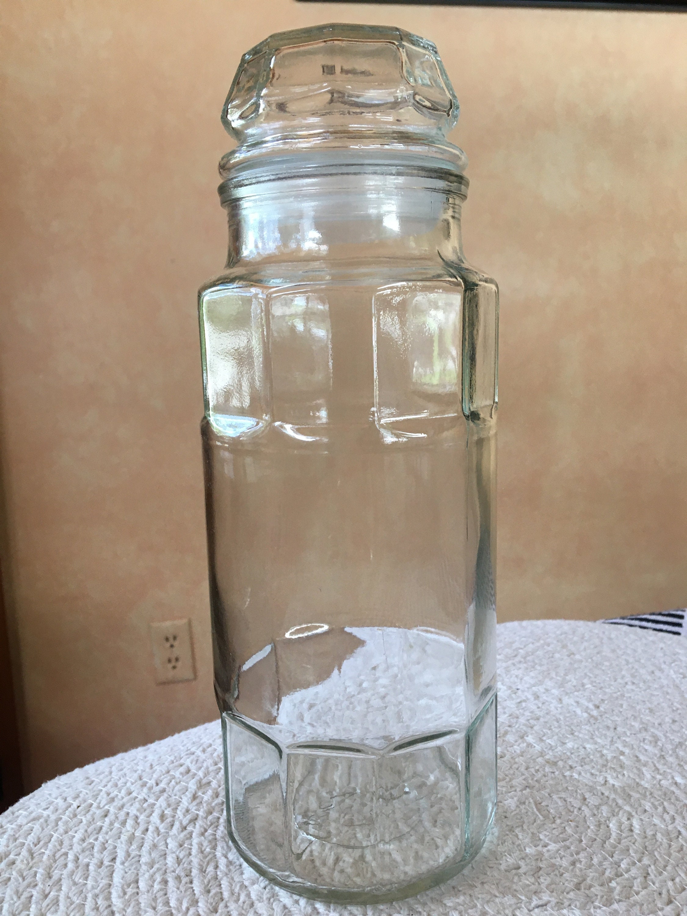 Vintage Planters Peanuts Jar Tall Glass Jar With Lid 1978 Planters