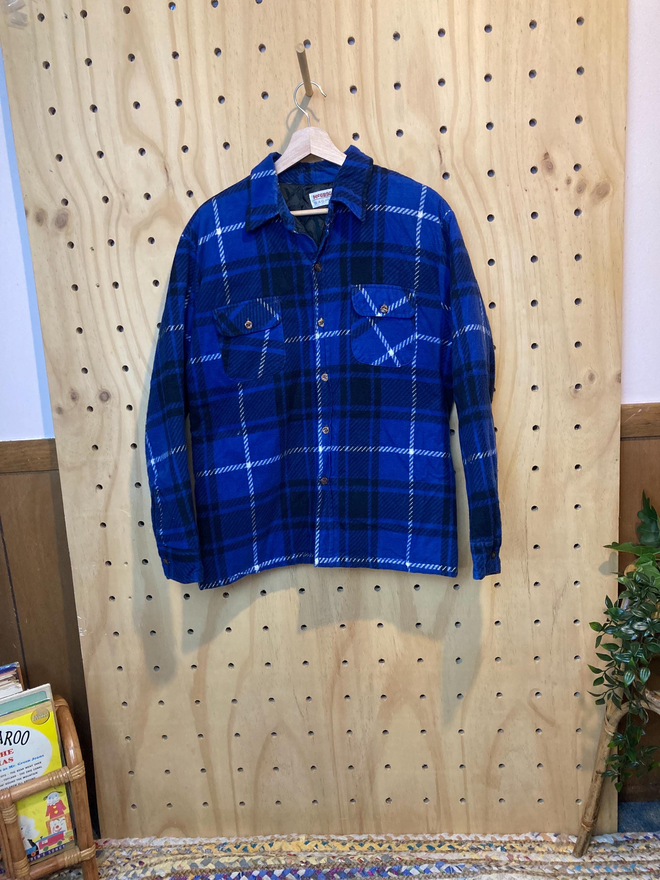 Vintage Mcgregor Quilted Lined Flannel Shirt Jacket Blue Plaid