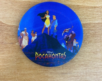 Vintage Disney Pocahontas Pinback Button 3 Inch Large Pin 1990s Movie Promo Collectible Badge Colorful Character Pin
