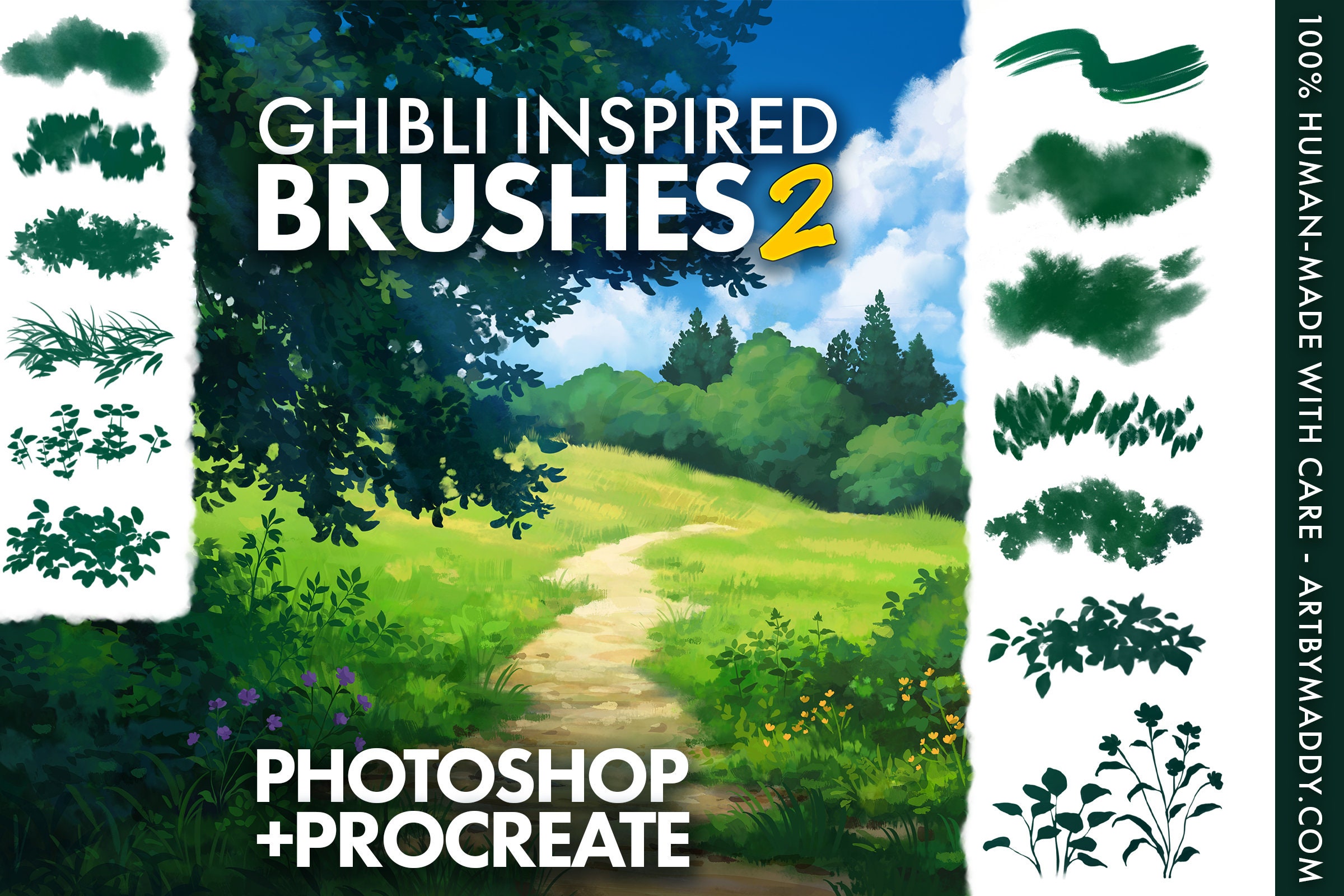 Hand-painted Gouache Brushes for Photoshop and Procreate