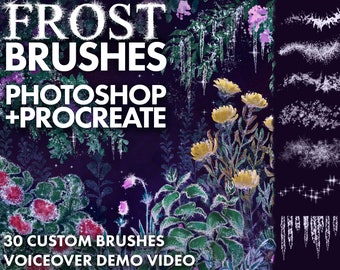 Winter Frost Brushes for Photoshop & Procreate - Snow, Glitter, Icicle Effects