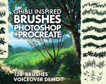 Ghibli-Inspired brushes for Photoshop & Procreate - Landscape Painting tools - Anime Backgrounds