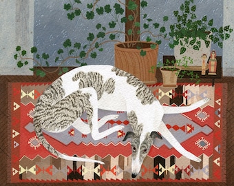 Spotted Brindle greyhound art print