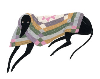 Wearing the Quilt - greyhound wall art print