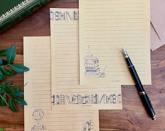Letter Writing Paper - Academia Paper - Handmade Stationery - Bookish Letter Paper - Old Fashioned Writing Paper