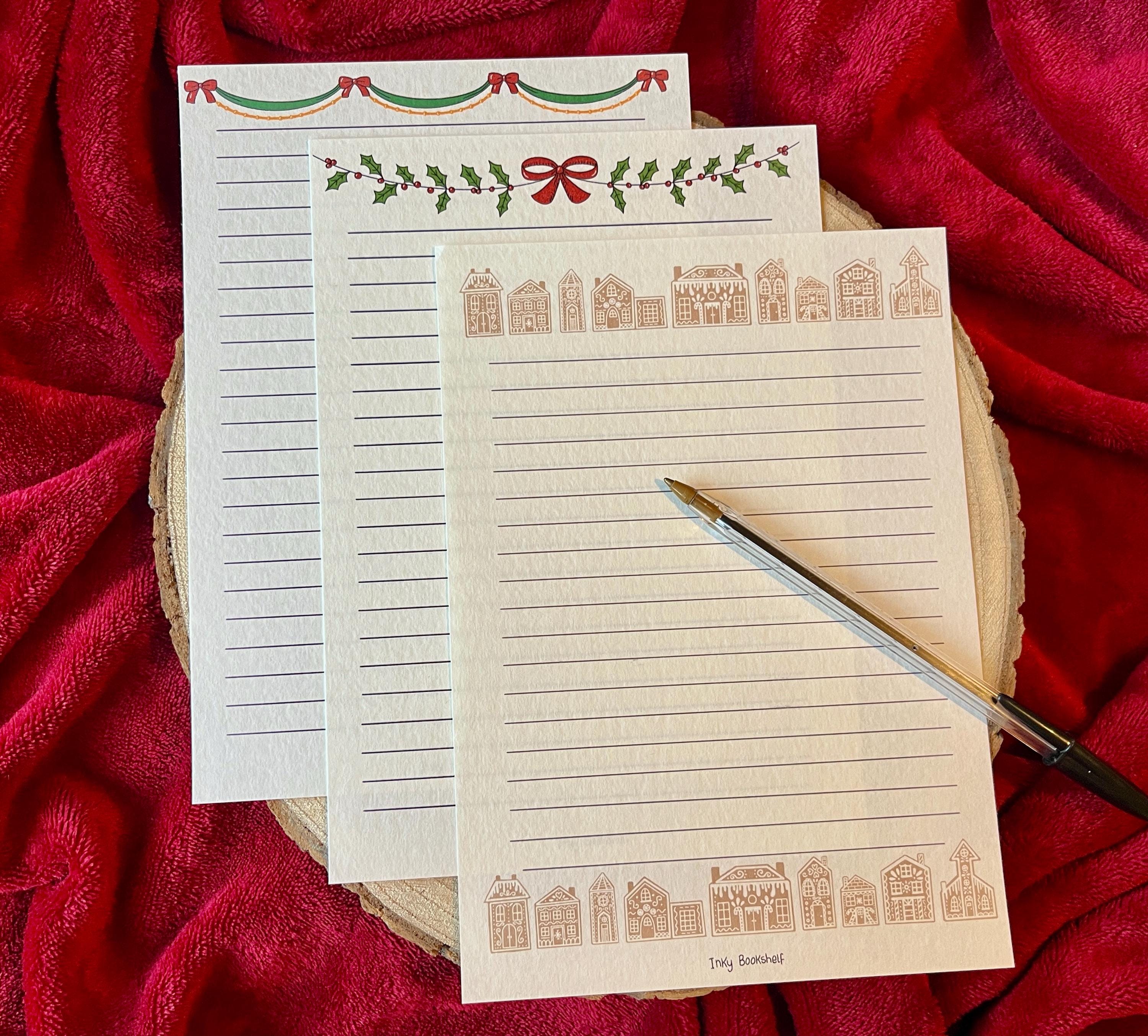 Letter Writing Paper - Christmas Banners - Gingerbread Houses - Themed Paper - Handmade Stationery